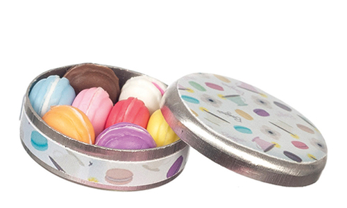 Round Tin Box with Macarons